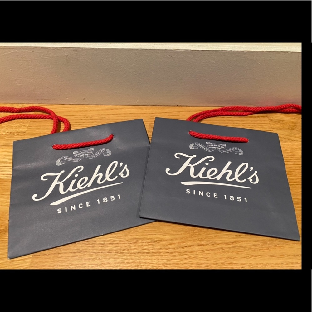 New- set of 2 mini Kiehl’s shopping bags in gray